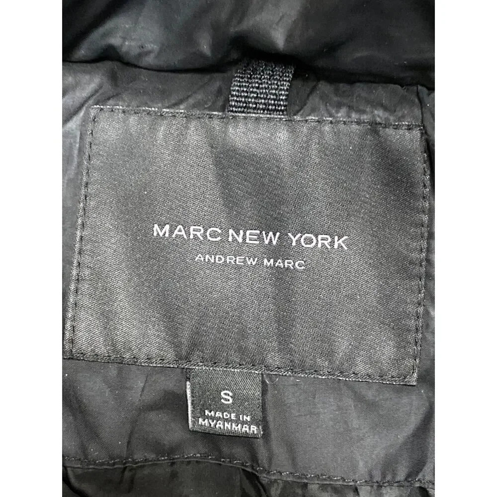 Marc New York Marley Womens Black Quilted Faux Fur Hooded Puffer Coat Jacket S